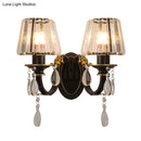 GobekUsa Modern Conical Crystal Wall Sconce with Black and Gold 2-Light for Living Room