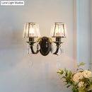 GobekUsa Modern Conical Crystal Wall Sconce with Black and Gold 2-Light for Living Room
