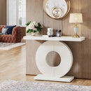 Modern Console Table 40" Wood Sofa Table with Geometric Base
