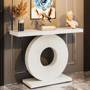 Modern Console Table 40" Wood Sofa Table with Geometric Base
