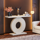 Modern Console Table 40" Wood Sofa Table with Geometric Base