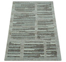 Modern Contemporary Beige And Gray Hand Knotted 2x3 Wool Area Rug