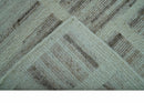 Modern Contemporary Beige Hand Knotted 2x3 Wool Area Rug