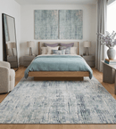Bamboo Silk Hand-Knotted Area Rug 8x10 Blue Green Contemporary