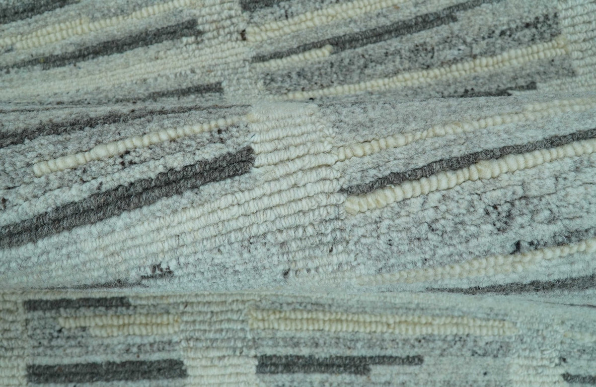 Hand-Knotted Charcoal Gray Pure Wool Area Rug 2x3 Feet Modern Contemporary Design, photo 4 of 9