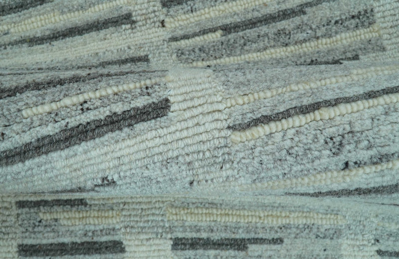 Hand-Knotted Charcoal Gray Pure Wool Area Rug 2x3 Feet Modern Contemporary Design, photo 4 of 9