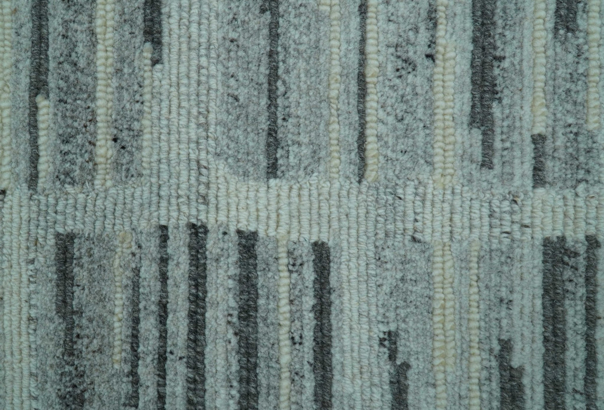Hand-Knotted Charcoal Gray Pure Wool Area Rug 2x3 Feet Modern Contemporary Design, photo 3 of 9
