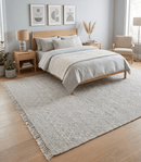 Contemporary Hand Made White Wool Area Rug - Modern Soft Pile by The Rug Decor