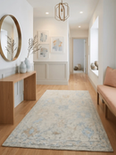 Ivory and Blue Wool Area Rug Contemporary Hand Knotted Artisan Handwoven Premium by The Rug Decor