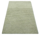 Modern Contemporary Olive, Beige and Ivory Stripes Design Custom Made wool area Rug