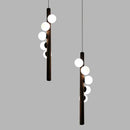 GobekUsa Burly Wood Walnut Glass Pendant Light for Living Room Bar Foyer