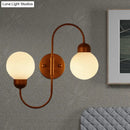 GobekUsa Modern White Glass Wall Mounted Light - 2-Head Spherical Wall Sconce for Living Room