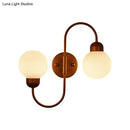 GobekUsa Modern White Glass Wall Mounted Light - 2-Head Spherical Wall Sconce for Living Room