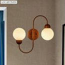 GobekUsa Modern White Glass Wall Mounted Light - 2-Head Spherical Wall Sconce for Living Room