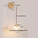 GobekUsa Clear Glass LED Wall Lights with Wood Pull Chain Switch - Modern Copper Stair Light