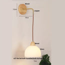 GobekUsa Clear Glass LED Wall Lights with Wood Pull Chain Switch - Modern Copper Stair Light