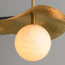 GobekUsa Copper Bedside Chandelier with Natural Marble Ball for Dining Room, G9 Bulb Lighting