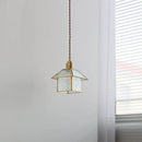 GobekUsa Cube Glass LED Pendant Light: Modern Copper Hanging Lamp for Bedroom, Restaurant, Hallway