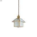 GobekUsa Cube Glass LED Pendant Light: Modern Copper Hanging Lamp for Bedroom, Restaurant, Hallway