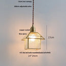GobekUsa Cube Glass LED Pendant Light: Modern Copper Hanging Lamp for Bedroom, Restaurant, Hallway