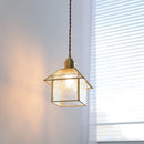 GobekUsa Cube Glass LED Pendant Light: Modern Copper Hanging Lamp for Bedroom, Restaurant, Hallway