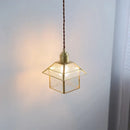 GobekUsa Cube Glass LED Pendant Light: Modern Copper Hanging Lamp for Bedroom, Restaurant, Hallway