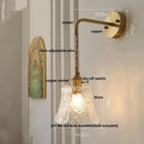 GobekUsa Glass Clear LED Wall Light Fixture, Modern Copper Wall Lamp