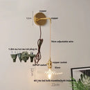 GobekUsa Glass Clear LED Wall Light Fixture, Modern Copper Wall Lamp