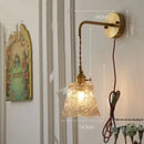 GobekUsa Glass Clear LED Wall Light Fixture, Modern Copper Wall Lamp