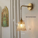 GobekUsa Glass Clear LED Wall Light Fixture, Modern Copper Wall Lamp