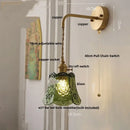 GobekUsa Glass Clear LED Wall Light Fixture, Modern Copper Wall Lamp