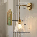 GobekUsa Glass Clear LED Wall Light Fixture, Modern Copper Wall Lamp
