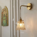 GobekUsa Glass Clear LED Wall Light Fixture, Modern Copper Wall Lamp