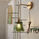 GobekUsa Glass Clear LED Wall Light Fixture, Modern Copper Wall Lamp