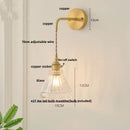 GobekUsa Glass Clear LED Wall Light Fixture, Modern Copper Wall Lamp