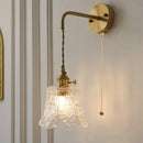 GobekUsa Glass Clear LED Wall Light Fixture, Modern Copper Wall Lamp