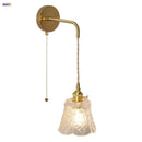 GobekUsa Glass Clear LED Wall Light Fixture, Modern Copper Wall Lamp