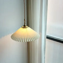 Modern copper led pendant lamp dining room pleated glass light by Decorbites