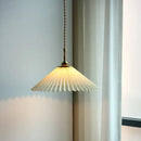 Modern copper led pendant lamp dining room pleated glass light by Decorbites