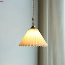 Modern copper led pendant lamp dining room pleated glass light by Decorbites