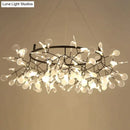 GobekUsa Modern LED Lamp Firefly Tree Branch Leaf Pendant Light Round Flower Suspension Lamps