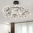 GobekUsa Modern LED Lamp Firefly Tree Branch Leaf Pendant Light Round Flower Suspension Lamps