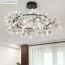 GobekUsa Modern LED Lamp Firefly Tree Branch Leaf Pendant Light Round Flower Suspension Lamps