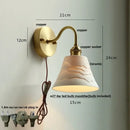 GobekUsa Clear Glass LED Wall Sconce Pull Chain Switch Modern Copper Bedside Lamp