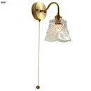 GobekUsa Clear Glass LED Wall Sconce Pull Chain Switch Modern Copper Bedside Lamp
