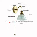 GobekUsa Clear Glass LED Wall Sconce Pull Chain Switch Modern Copper Bedside Lamp