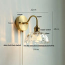 GobekUsa Clear Glass LED Wall Sconce Pull Chain Switch Modern Copper Bedside Lamp