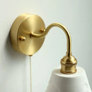 GobekUsa Clear Glass LED Wall Sconce Pull Chain Switch Modern Copper Bedside Lamp