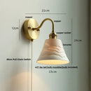 GobekUsa Clear Glass LED Wall Sconce Pull Chain Switch Modern Copper Bedside Lamp