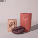 GobekUsa Ceramic Vase with Ear, Eyes, and Mouth Design for Table Decoration